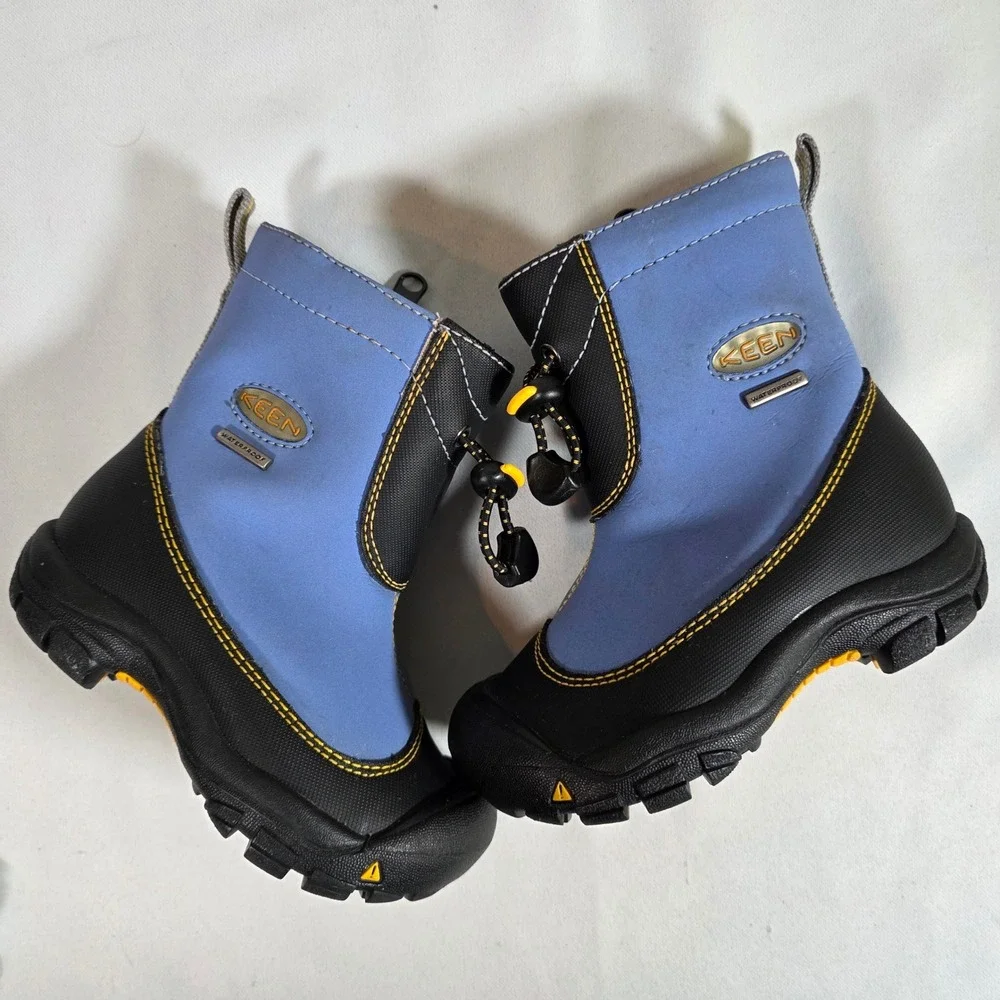 Keen Kids Waterproof Winter Boots Blue Black Yellow Toggle Zip Size 8 US Toddler